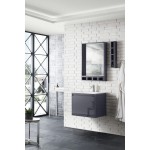 Milan 23.6" Single Vanity, Modern Grey Glossy w/Glossy White Composite Top