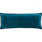 Surya Cotton Velvet Deep Teal Pillow Shell With Down Insert 12"H X 30"W