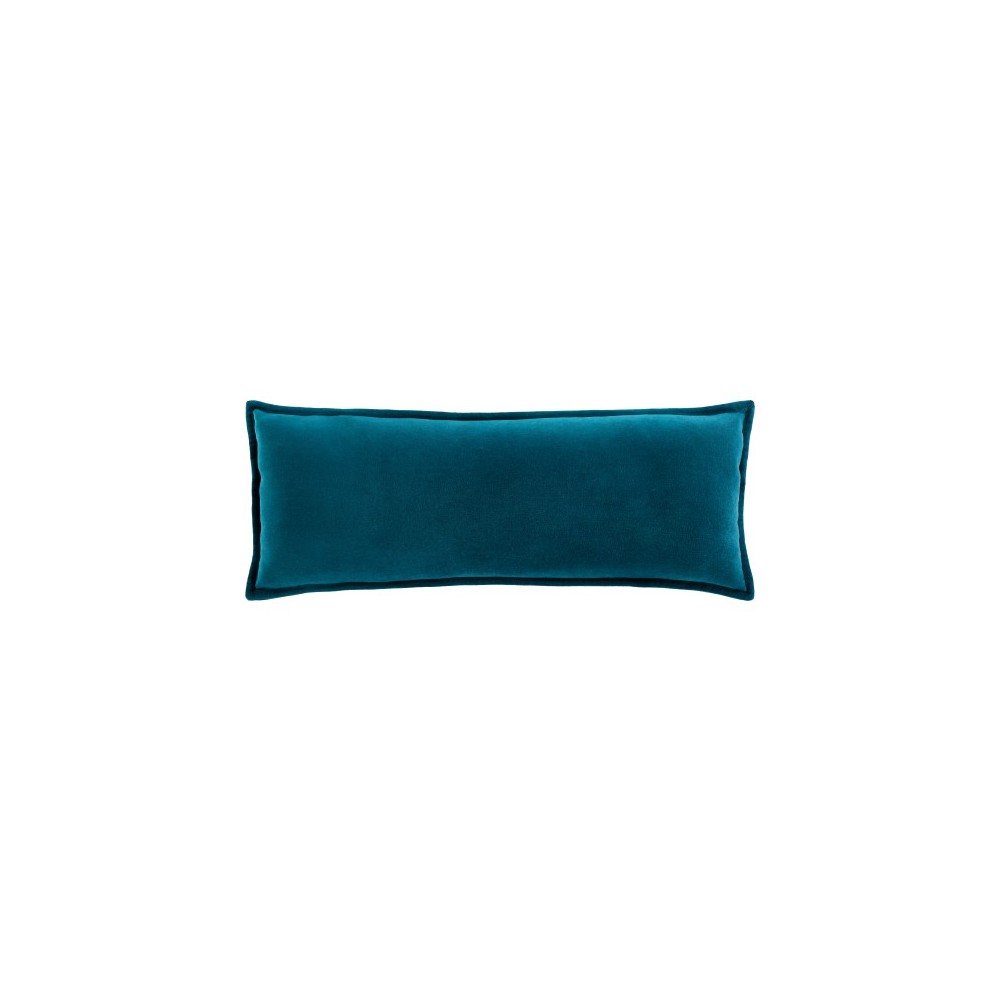 Surya Cotton Velvet Deep Teal Pillow Shell With Down Insert 12"H X 30"W