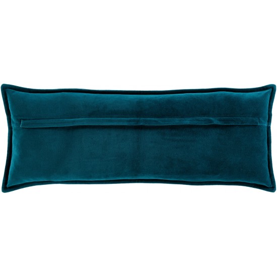 Surya Cotton Velvet Deep Teal Pillow Shell With Down Insert 12"H X 30"W