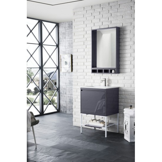 Milan 23.6" Single Vanity Modern Grey White w/ White Composite Top