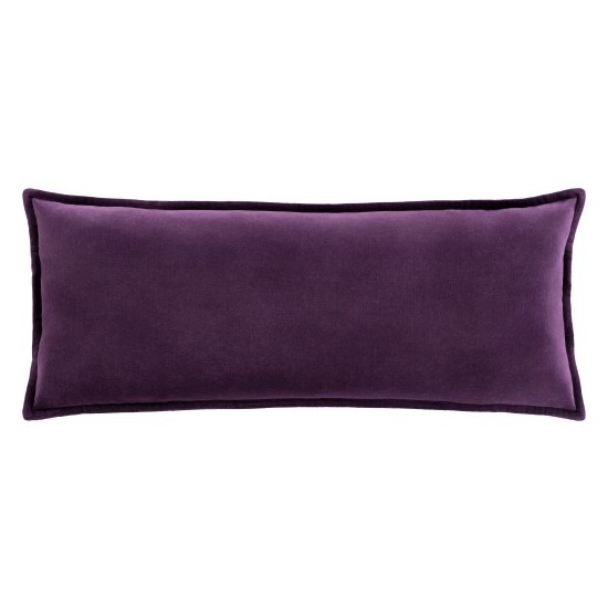 Surya Cotton Velvet Dark Purple Pillow Shell With Down Insert 12"H X 30"W