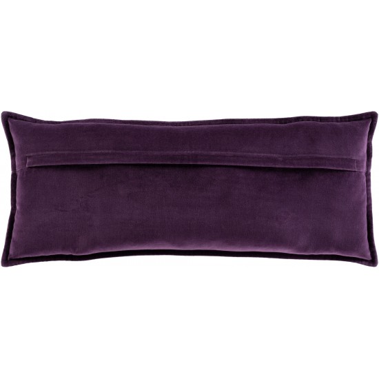 Surya Cotton Velvet Dark Purple Pillow Shell With Down Insert 12"H X 30"W