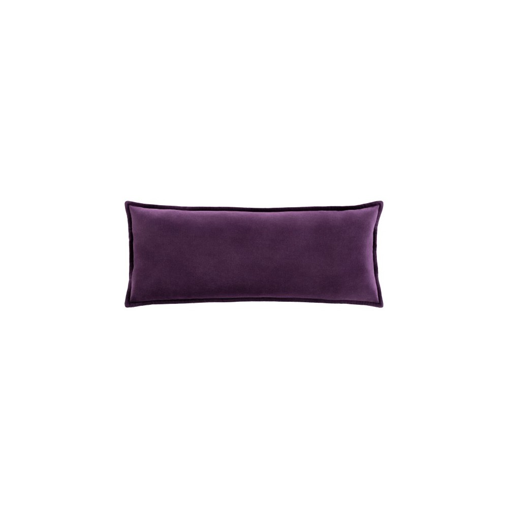 Surya Cotton Velvet Dark Purple Pillow Shell With Polyester Insert 12"H X 30"W