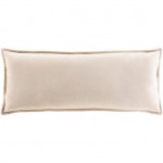 Surya Cotton Velvet Light Beige Pillow Shell With Down Insert 12"H X 30"W