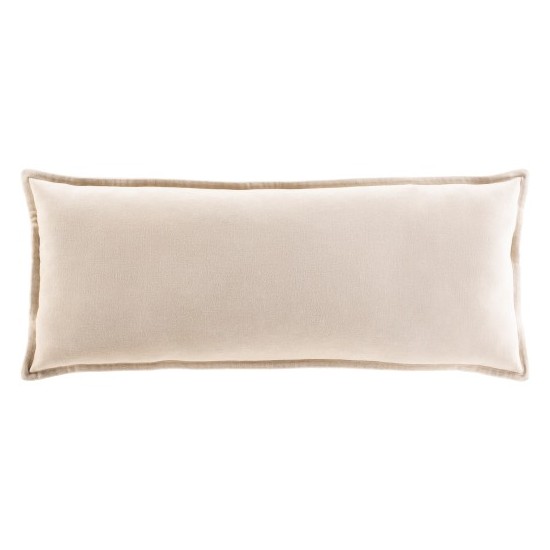 Surya Cotton Velvet Light Beige Pillow Shell With Down Insert 12"H X 30"W