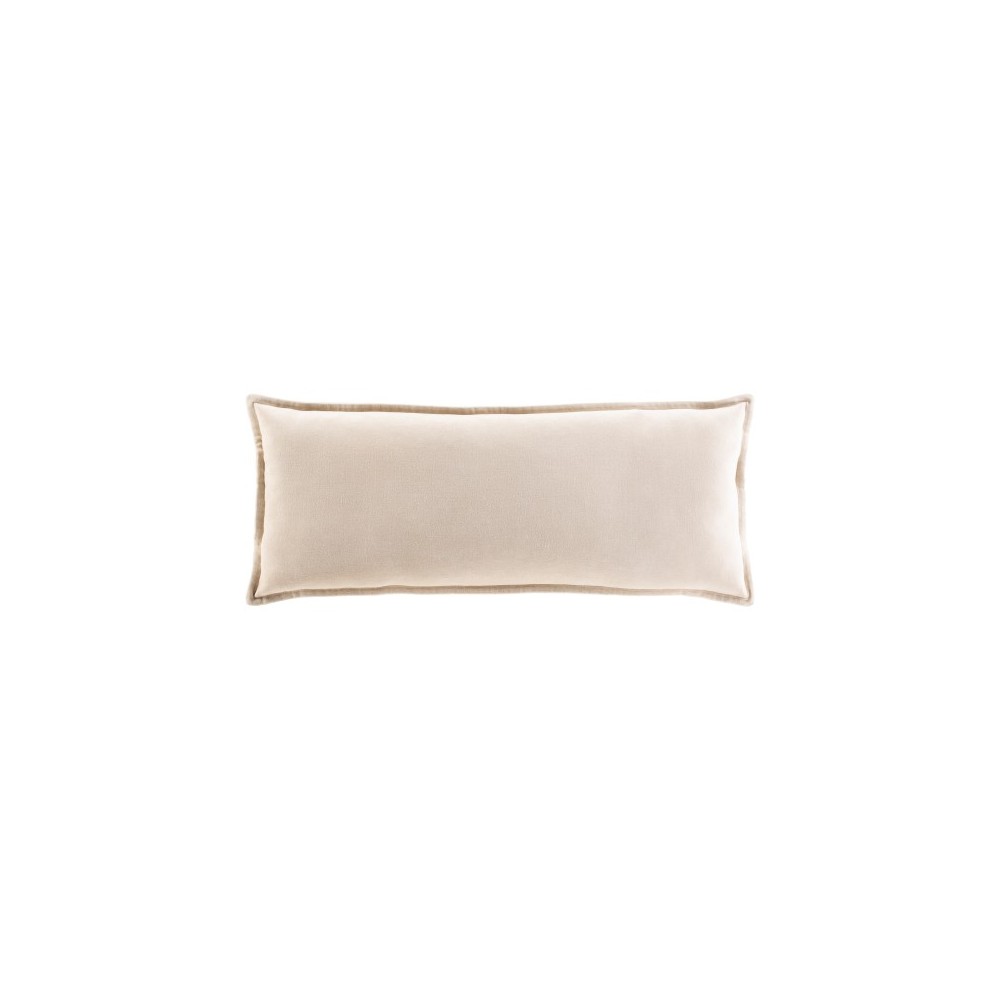 Surya Cotton Velvet Light Beige Pillow Shell With Down Insert 12"H X 30"W