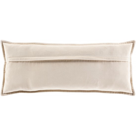 Surya Cotton Velvet Light Beige Pillow Shell With Down Insert 12"H X 30"W