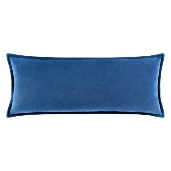 Surya Cotton Velvet Navy Pillow Shell With Down Insert 12"H X 30"W