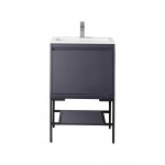 Milan 23.6" Single Vanity Modern Grey Glossy Black w/Glossy White Composite Top