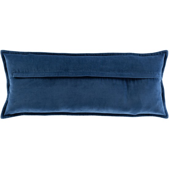 Surya Cotton Velvet Navy Pillow Shell With Down Insert 12"H X 30"W