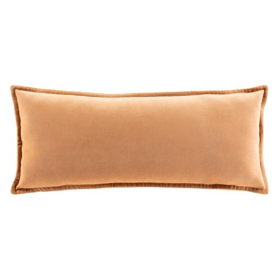 Surya Cotton Velvet Brown Pillow Shell With Down Insert 12"H X 30"W