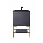 Milan 23.6" Single Vanity Modern Grey Radiant Gold,Charcoal Black Composite Top