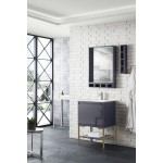 Milan 23.6" Single Vanity Modern Grey Radiant Gold w/ White Composite Top