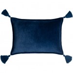 Surya Cotton Velvet Navy Pillow Shell With Polyester Insert 13"H X 19"W