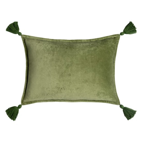 Surya Cotton Velvet Grass Green Pillow Shell With Down Insert 13"H X 19"W