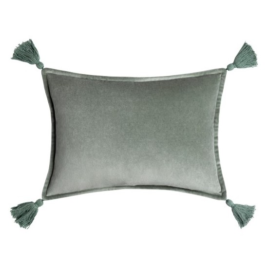 Surya Cotton Velvet Sage Pillow Shell With Down Insert 13"H X 19"W