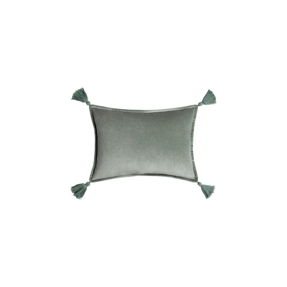 Surya Cotton Velvet Sage Pillow Shell With Down Insert 13"H X 19"W Surya Cotton Velvet Sage Pillow Shell With Down Insert 13"H X 19"W