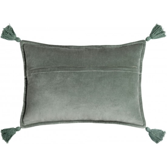 Surya Cotton Velvet Sage Pillow Shell With Down Insert 13"H X 19"W