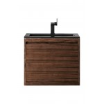 Milan 23.6" Single Vanity, Mid Century Walnut w/Charcoal Black Composite Top