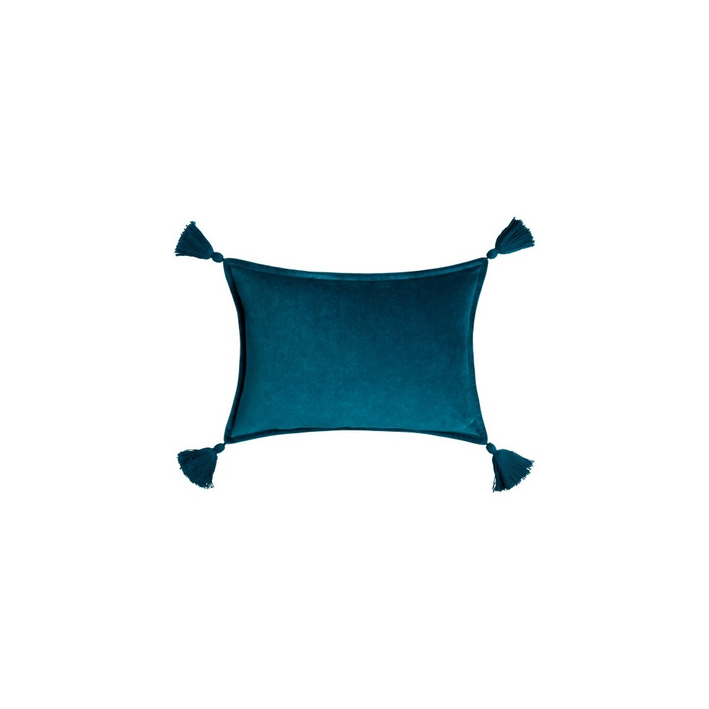 Surya Cotton Velvet Deep Teal Pillow Shell With Polyester Insert 13"H X 19"W Surya Cotton Velvet Deep Teal Pillow Shell With Polyester Insert 13"H X 19"W