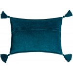 Surya Cotton Velvet Deep Teal Pillow Shell With Polyester Insert 13"H X 19"W