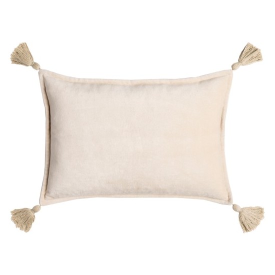 Surya Cotton Velvet Light Beige Pillow Shell With Down Insert 13"H X 19"W