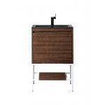 Milan 23.6" Single Vanity Mid Century Walnut White,Charcoal Black Composite Top