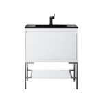 Milan 31.5" Single Vanity Glossy White Nickel w/Charcoal Black Composite Top