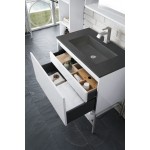 Milan 31.5" Single Vanity Glossy White Nickel w/Charcoal Black Composite Top