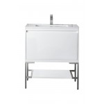 Milan 31.5" Single Vanity Glossy White Nickel w/Glossy White Composite Top