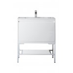 Milan 31.5" Single Vanity Glossy White Glossy White w/Glossy White Composite Top