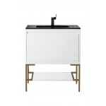 Milan 31.5" Single Vanity White Radiant Gold w/Charcoal Black Composite Top