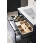 Milan 31.5" Single Vanity Modern Grey Glossy Nickel w/Glossy White Composite Top