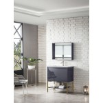 Milan 31.5" Single Vanity Modern Grey Radiant Gold w/ White Composite Top