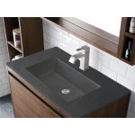 Milan 31.5" Single Vanity Mid Century Walnut Nickel w/Black Composite Top