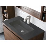 Milan 31.5" Single Vanity, Mid Century Walnut w/Charcoal Black Composite Top