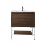 Milan 31.5" Single Vanity Mid Century Walnut White w/ White Composite Top