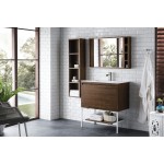 Milan 31.5" Single Vanity Mid Century Walnut White w/ White Composite Top