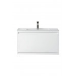 Milan 35.4" Single Vanity Cabinet, Glossy White w/Glossy White Composite Top