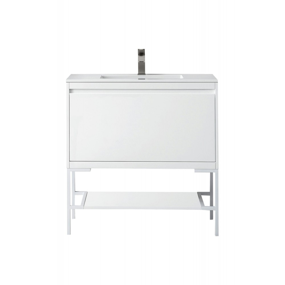 Milan 35.4" Single Vanity Glossy White Glossy White w/Glossy White Composite Top Milan 35.4" Single Vanity Glossy White Glossy White w/Glossy White Composite Top
