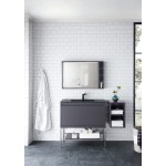 Milan 35.4" Single Vanity Modern Grey Nickel w/Charcoal Black Composite Top