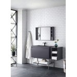 Milan 35.4" Single Vanity Modern Grey Nickel w/Charcoal Black Composite Top