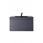 Milan 35.4" Single Vanity, Modern Grey Glossy w/Charcoal Black Composite Top