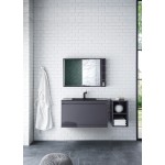 Milan 35.4" Single Vanity, Modern Grey Glossy w/Charcoal Black Composite Top