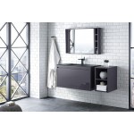 Milan 35.4" Single Vanity, Modern Grey Glossy w/Charcoal Black Composite Top