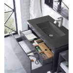 Milan 35.4" Single Vanity, Modern Grey Glossy w/Charcoal Black Composite Top