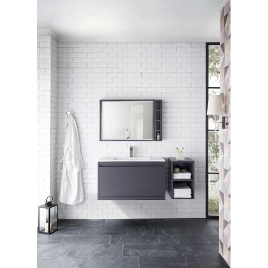 Milan 35.4" Single Vanity, Modern Grey Glossy w/Glossy White Composite Top