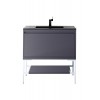 Milan 35.4" Single Vanity Modern Grey White w/Charcoal Black Composite Top