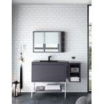 Milan 35.4" Single Vanity Modern Grey White w/Charcoal Black Composite Top